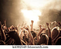 chanting, torcida, em, um, concerto