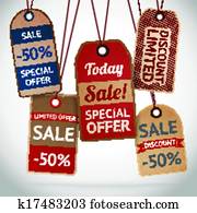 Collection of discount cardboard sale labels Collection of discount cardboard sale labels