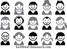 gente, vector, icono, conjunto