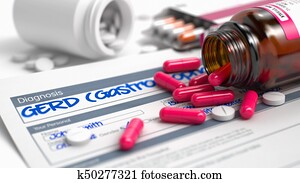 GERD - Inscription in Disease Extract. 3D Illustration.