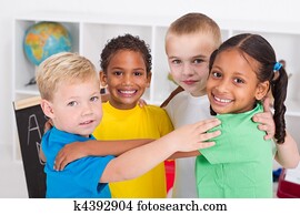 glücklich, vorschulisch, kinder, umarmen