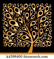 Golden tree beautiful, square shape