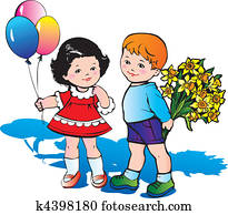 gyerekek, noha, flowers.