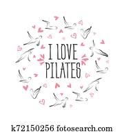 Pilates poses in shape of a circle. Ideal for greeting cards, wall decor, textile design and much more. Pilates poses in shape of a circle. Ideal for greeting cards, wall decor, textile design and much more.