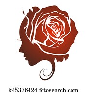 プロフィール の A 美しい女性 で A バラ クリップアート 切り張り イラスト 絵画 集 K Fotosearch