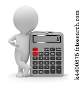 3d, pequeno, pessoas, -, calculadora