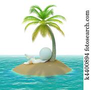 3d, קטן, אנשים, -, אי