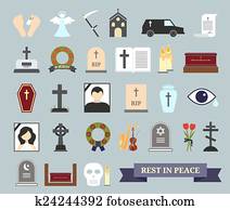 Death, ritual and burial colored icons Death, ritual and burial colored icons
