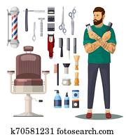 friseursalon, oder, friseur, salon, heiligenbilder, accessoirs friseursalon, oder, friseur, salon, heiligenbilder, accessoirs