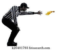 futebol americano, árbitro, jogar, amarela, bandeira, silueta