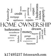 Home Ownership Word Cloud Concept in black and white Home Ownership Word Cloud Concept in black and white
