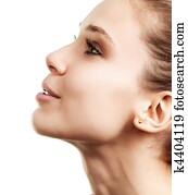 Profile face of beautiful woman with clean skin