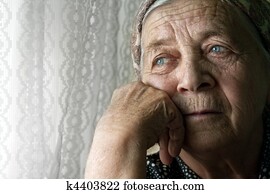 triste, solo, pensativo, viejo, mujer mayor