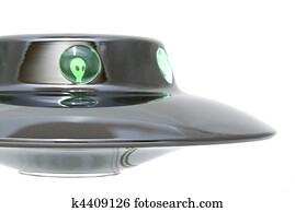 Ufo with a green alien