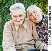 výstižný, a, plný radosti, stara, senior couple