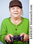 výstižný, senior zena, hraju video zverina