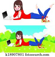 Woman Laptop Park Woman Laptop Park