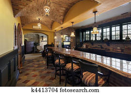 Bar and stools in luxury home