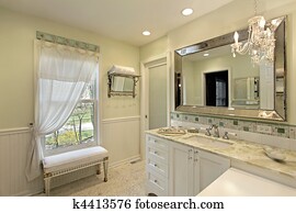Bathroom with white cabinetry Bathroom with white cabinetry