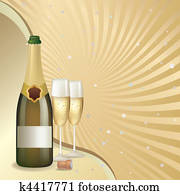 celebração, com, champanhe