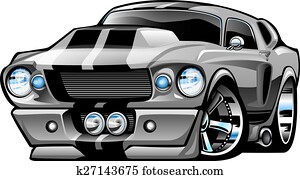 clássicas, americano, músculo, car, caricatura