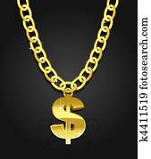dollar sign hanging on the chain