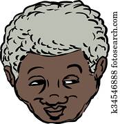 Grinning man looking over