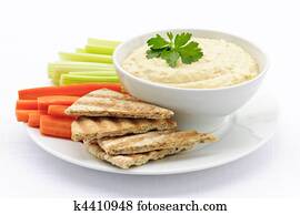Hummus with pita bread and vegetables Hummus with pita bread and vegetables