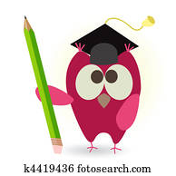 owl and pencil owl and pencil