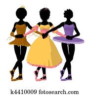 Three African American Ballerinas Illustration Silhouette Three African American Ballerinas Illustration Silhouette