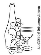 wine bottle and glass wine bottle and glass