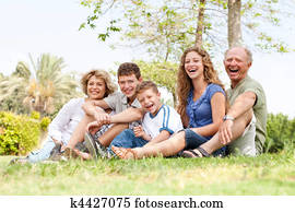 Affectionate family having fun outdoors
