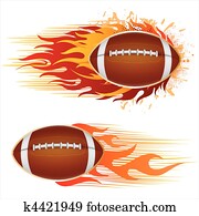amerika, football, mit, feuerflammen