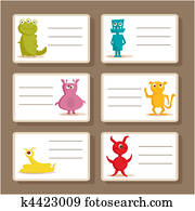 Back to school stickers with cute monsters Back to school stickers with cute monsters