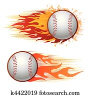 baseball, mit, feuerflammen baseball, mit, feuerflammen