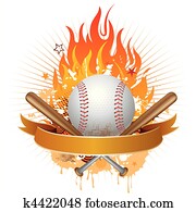 basebol, com, chamas