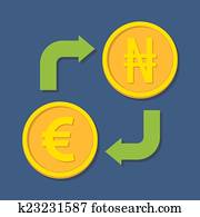 Currency exchange. Euro and Naira. 