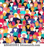 Diverse woman crowd pattern for women's day