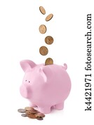 Piggy Bank with Falling Coins