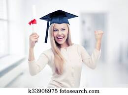 student in graduation cap with certificate student in graduation cap with certificate