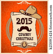 Western New Year greeting card with scroll Western New Year greeting card with scroll