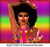 Abstract Colorful Afro Woman,Retro. Abstract Colorful Afro Woman,Retro.