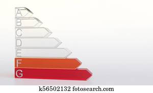 Energy efficiency ranking or rating. Class F chart 3D rendering Energy efficiency ranking or rating. Class F chart 3D rendering