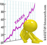 hoog, belastingverhoging, tabel, ruïne, 3d, taxpayer