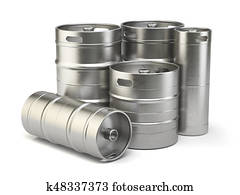 Metal beer kegs isolated on white background Metal beer kegs isolated on white background