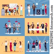 People Having Fun Together on Vector Illustration