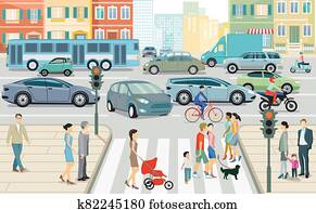Road traffic in the city, illustration.eps Road traffic in the city, illustration.eps