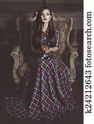 ילדה, מכשפה, עם, a, cat.