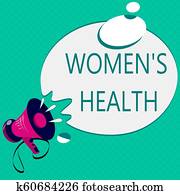 概念性, 手文字, 顯示, 婦女, s, 是, health., 事務, 相片, 正文, 婦女` s, 物理健康, 後果, 避免, 病症