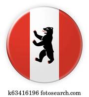 Berlin Flag Badge, 3d illustration on white background Berlin Flag Badge, 3d illustration on white background